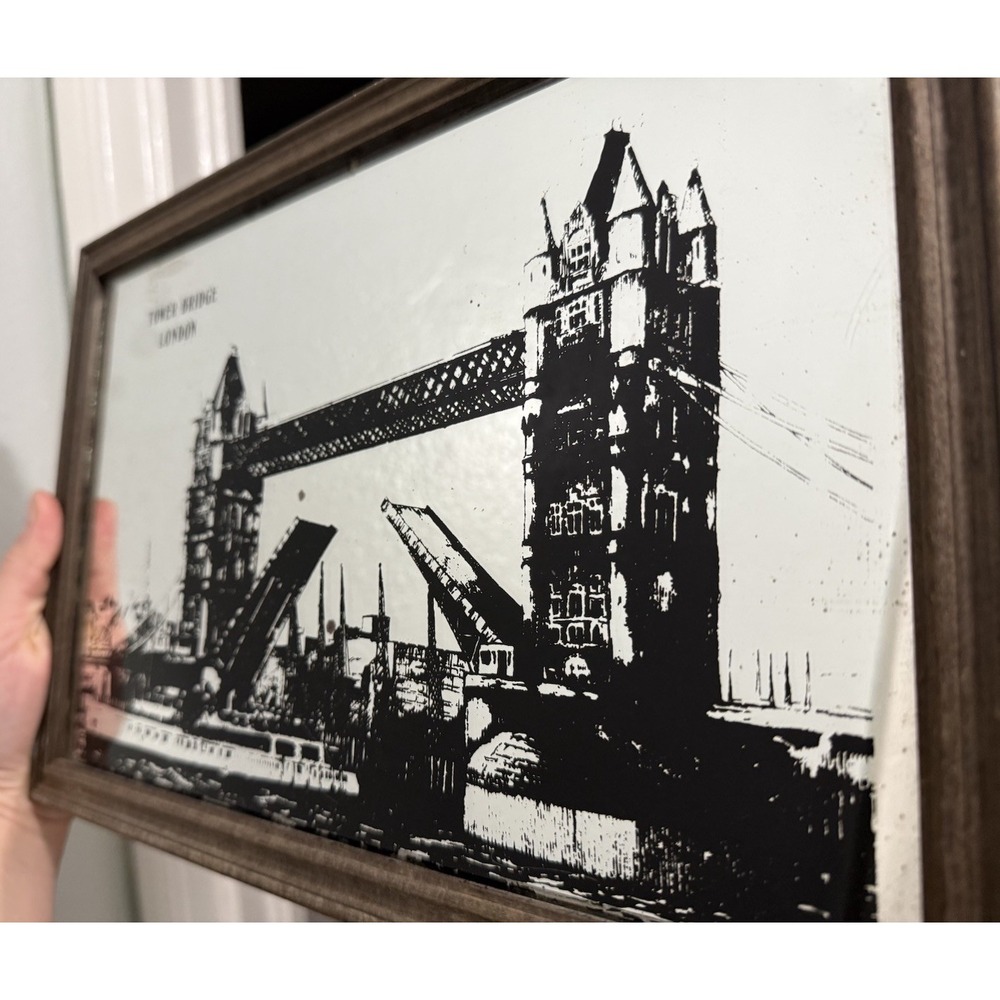 2 - Vintage 70s/80s London Bridge Piccadilly Circus Mirror Pub Bar Sign 13" X 9" - Picture 6 of 13